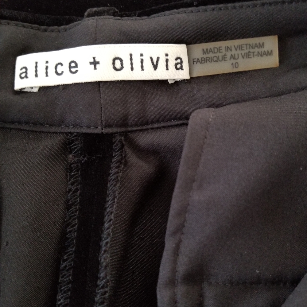 Alice+Olivia Velvet Classic Black Boot Cut Pants Size 10 - Picture 6 of 9